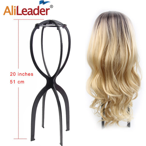 Pink Black 51Cm Wig Stand Head Plastic Wig Holder Stand Portable Folding  For Styling Drying Display Travel For Women Long Wigs - Price history &  Review